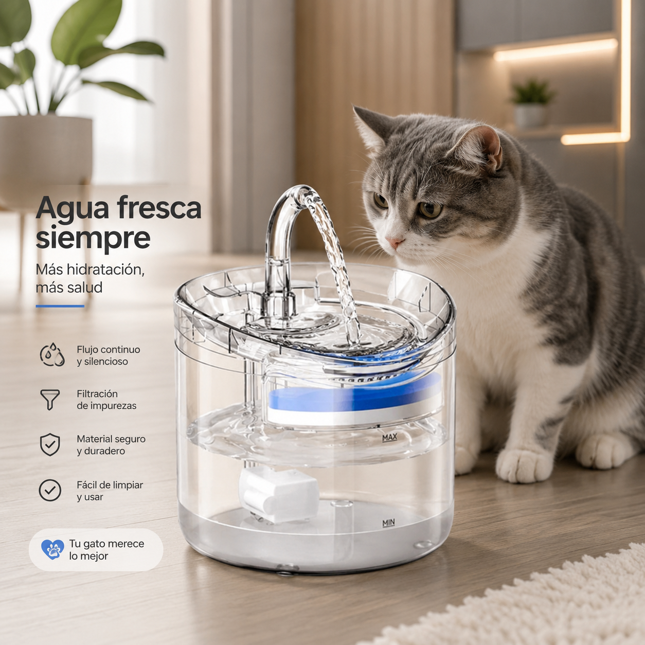 💧 Fuente de Agua Automática para Gatos y Perros | Hidratación Inteligente para tu Mejor Amigo