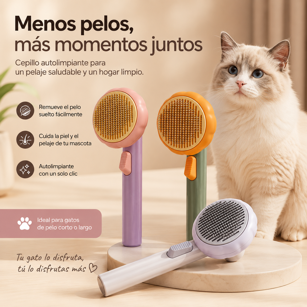 🐾 Cepillo Autolimpiante para Mascotas | Elimina el Pelo con un Solo Clic